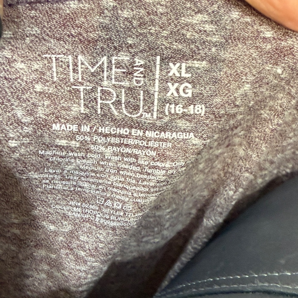 Time and Tru Women's Heathered Mauve Long Sleeve Top - Picture 2 of 5
